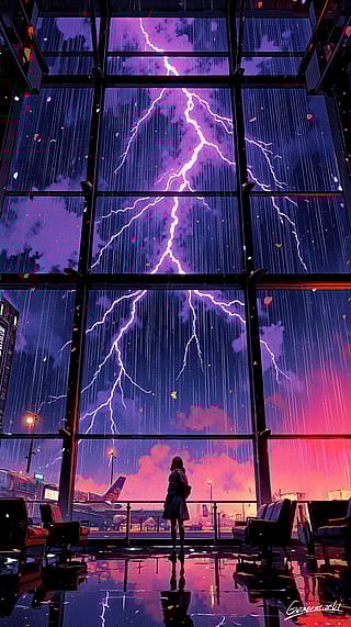 Thunderstorm at the Airport Lounge / Phone Wallpaper Archives'