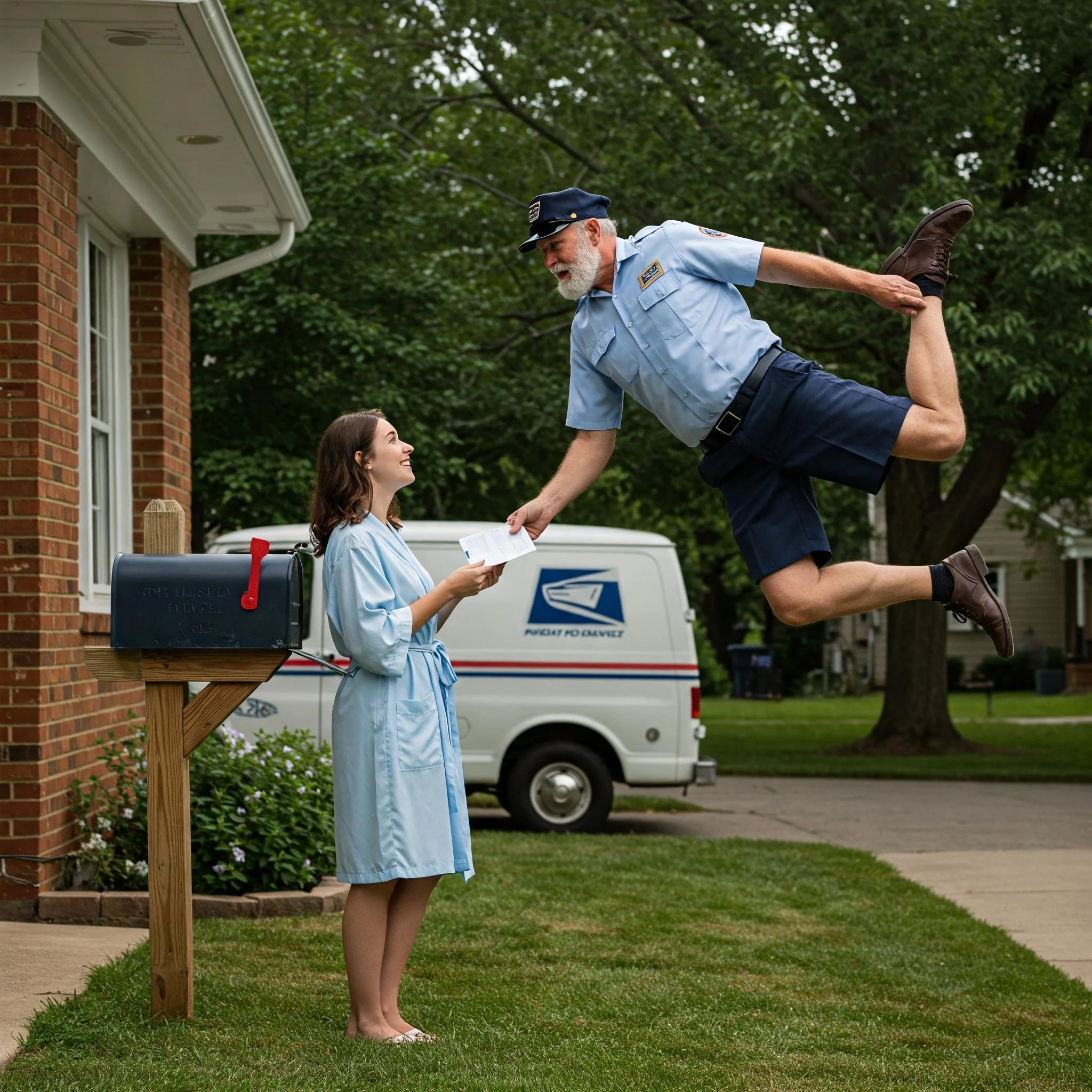 Real photo of mailman delivering mail picture 1 of 1