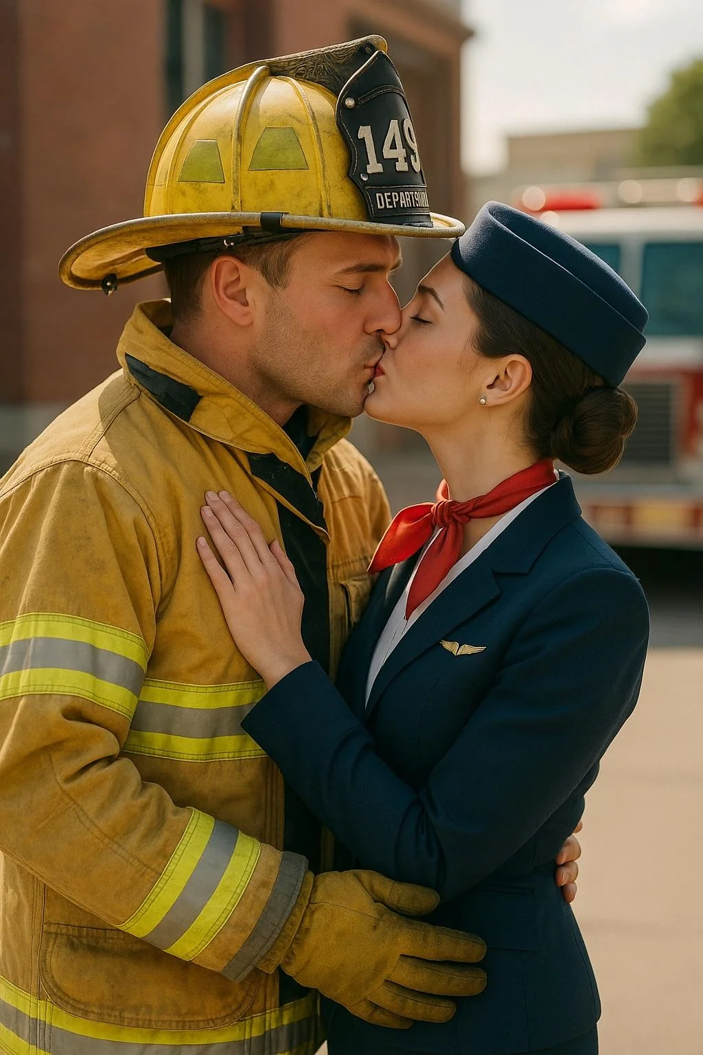 Firefighter and flight attendant romance picture 3 of 4