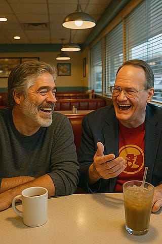 Old buddies just laughing it up.'