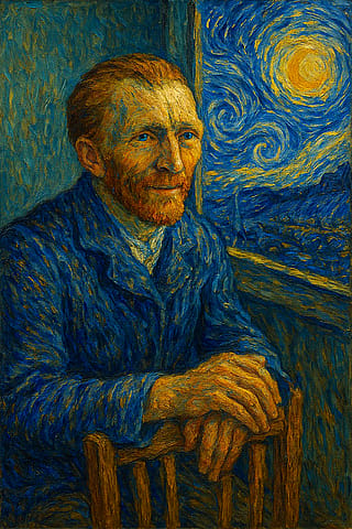 I asked ChatGPT to make an image where Van Gogh felt appreciated for his art'