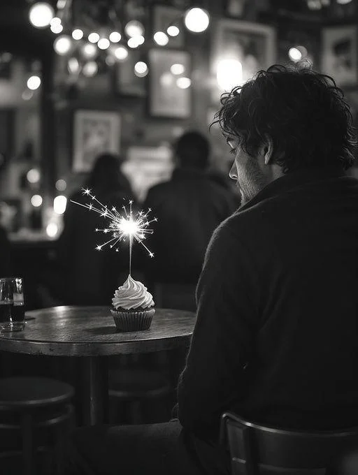 A man celebrates his birthday alone picture 1 of 1