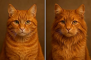 Comparison of a normal Cat with Fur vs if a Cat had Hair'