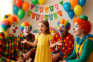 Clown entertains kids? Nah. Kid entertains clowns.'