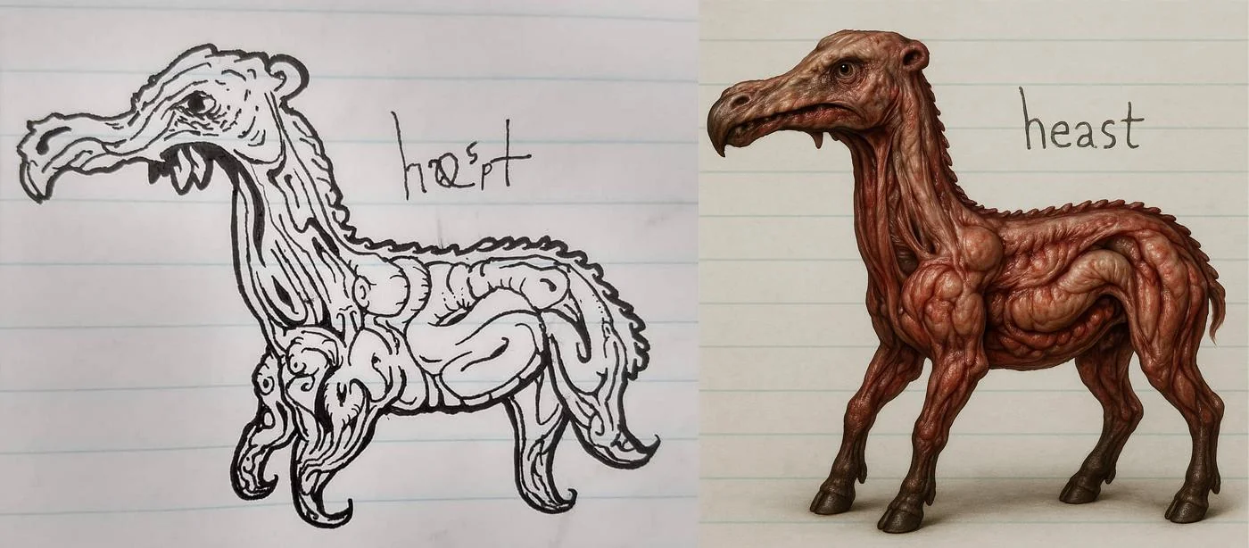 I ran a few of my artworks & sketches through ChatGPT, asking it to make them look like realistic photographs picture 18 of 19