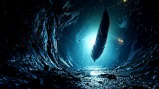Floating Feather in a Mysterious Cave'