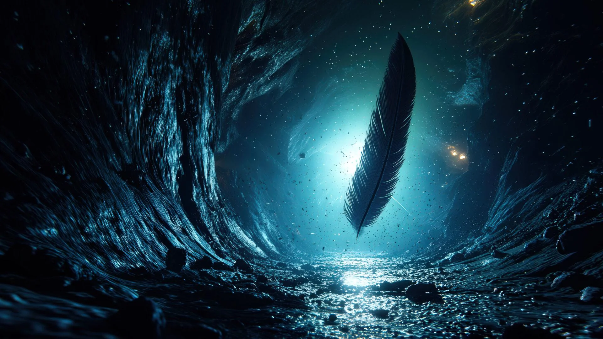 Floating Feather in a Mysterious Cave picture 1 of 1