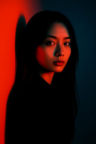 Color Isolation or Dual Tone. A faint opposing cool tone (teal, blue-gray) in the shadows while retaining the red light to create a complementary tension. A common film-grade effect known as teal & orange split.'