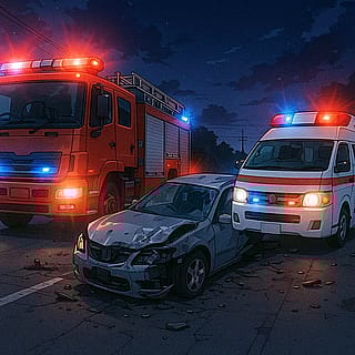 Car accident response anime style'