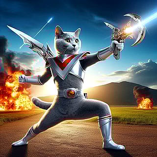 My cat as a Super Sentai warrior (source of power rangers)'