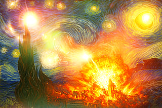A study in using lens flare to carefully enhance classic works of art'