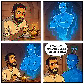 Make a current wish from the blue genie.'
