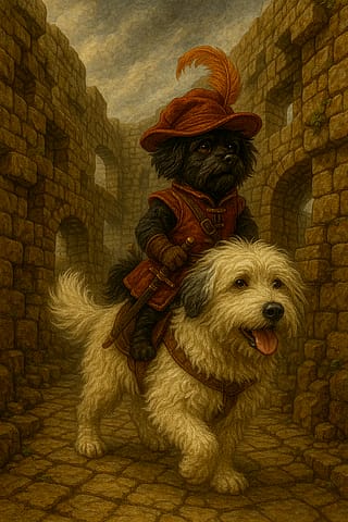 My dogs as Sir Didymus and Ambrosius from Labyrinth'
