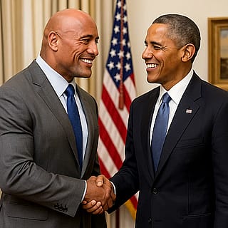 the rock meets obama'