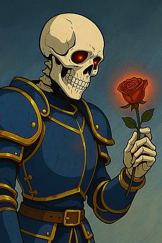 Skeleton soldier contemplates life'