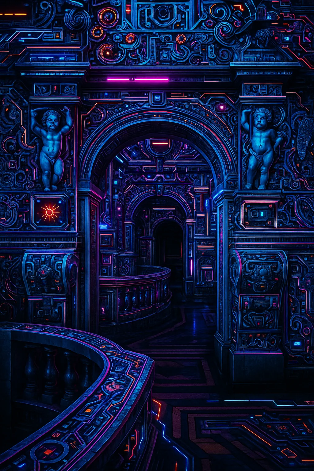 Sicilian Baroque Masterpiece... but make it cyberpunk picture 1 of 1