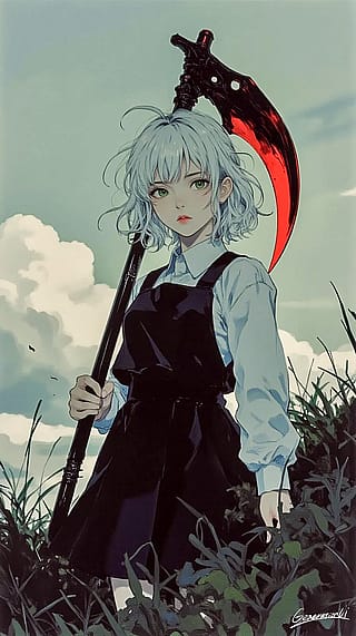 Reaper-in-Training, in the Afternoon Grass / Phone Wallpaper Archives'