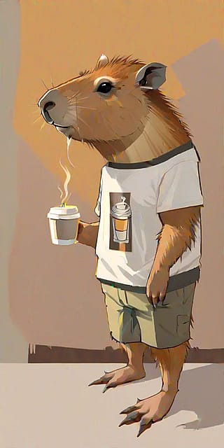 A capybara with coffee'