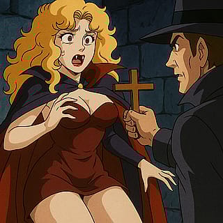 Vampire scared of crucifix'