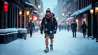 Every city has this one guy with short pants in Winter'