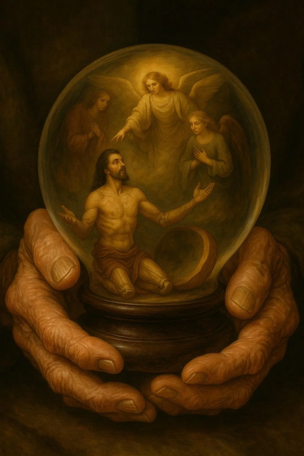 Here’s a fun progression. What ever you prompt, make the next one say “put the image just created in” various things like mirrors, Crystal balls, faberge eggs etc. picture 1 of 3