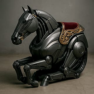 A chevaline, a folding, mechanical, neo-Victorian horse from Neal Stephenson's "The Diamond Age"'