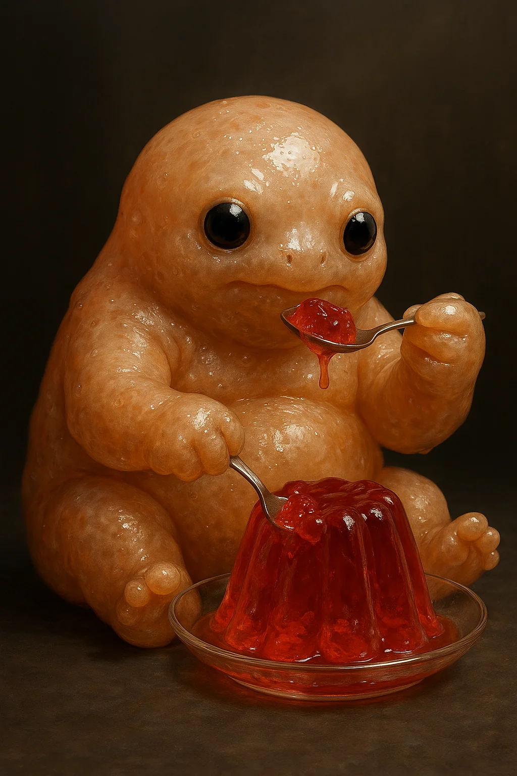 A jelly blob is enjoying its favorite snack: more jelly picture 1 of 1