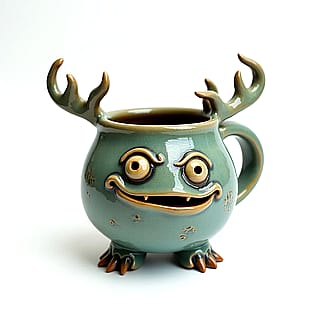 Some AI-generated mugs that work better as flowerpots 😄'