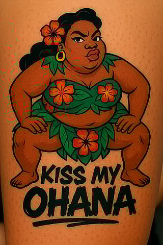 A tattoo of Lizzo as Nani from Lilo & Stitch'