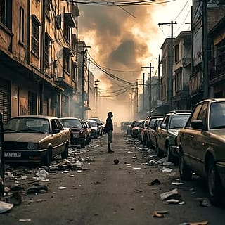 Street photography-inspired visual capturing raw emotion and urban energy'