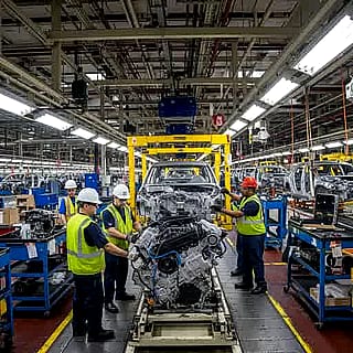 Car assembly line in Detroit'