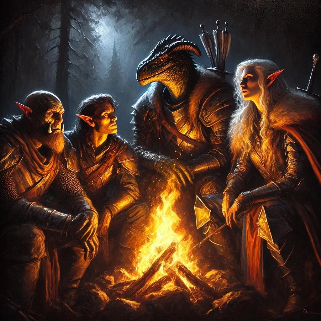 Companions camp by the fire (different styles/schools) picture 1 of 20
