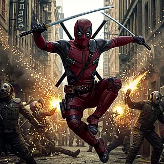 Deadpool in action'