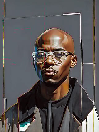 Bald man with glasses'