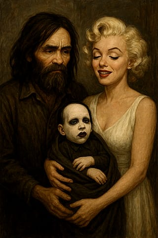 All in the family (Charles Manson with Marilyn Monroe holding a baby Marilyn Manson'