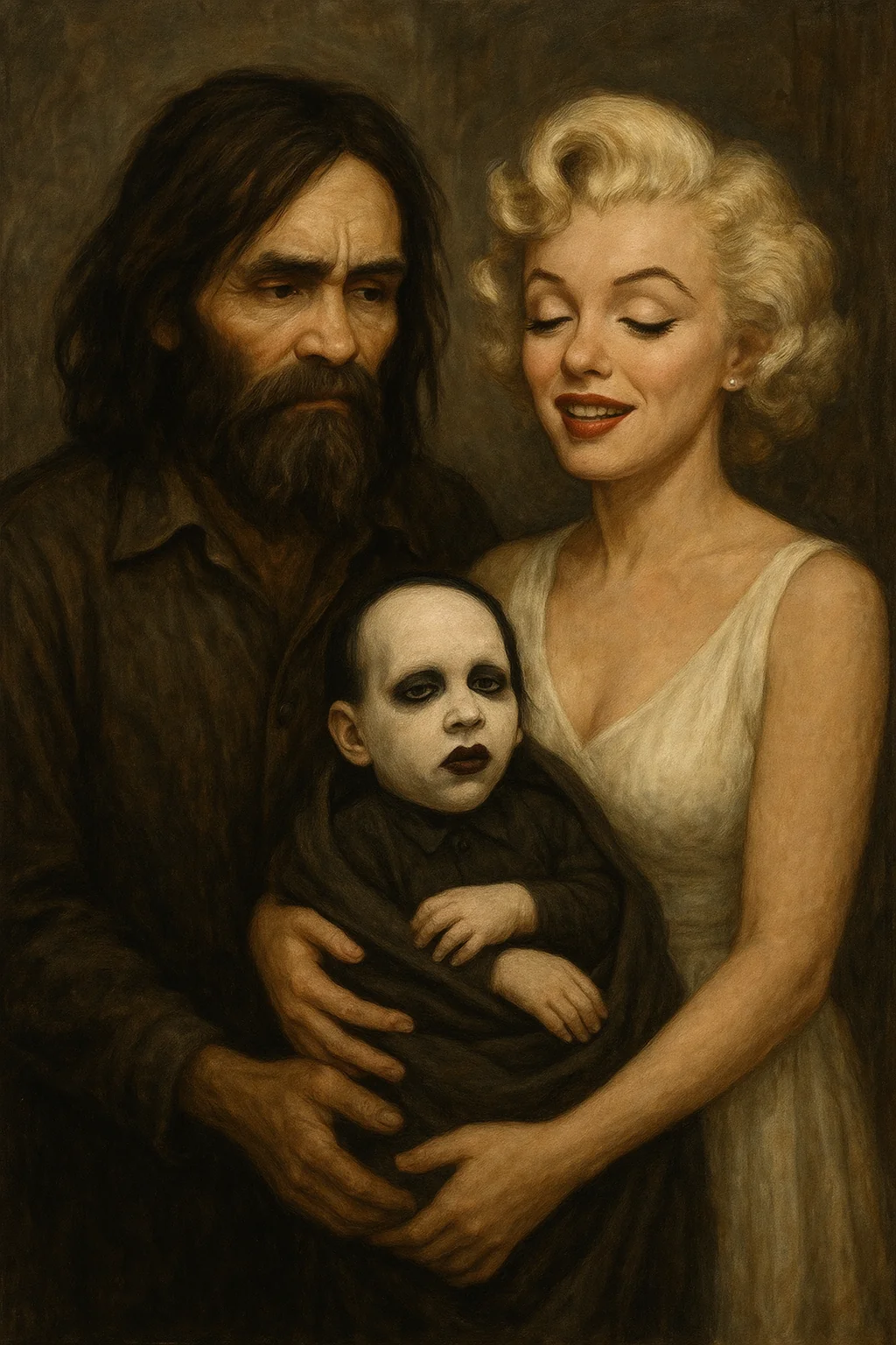 All in the family (Charles Manson with Marilyn Monroe holding a baby Marilyn Manson picture 1 of 1