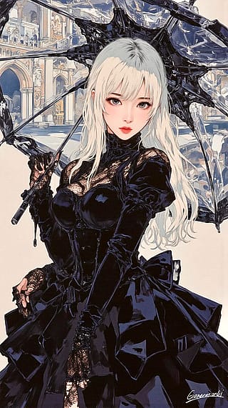 Gothic Lady in a Ruffled Gown (3 Different Types) / Phone Wallpaper Archives'