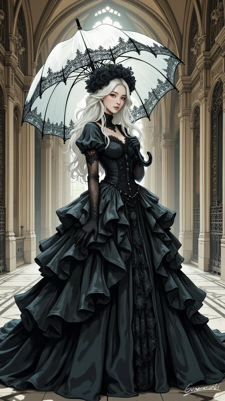 Gothic Lady in a Ruffled Gown (3 Different Types) / Phone Wallpaper Archives picture 3 of 3