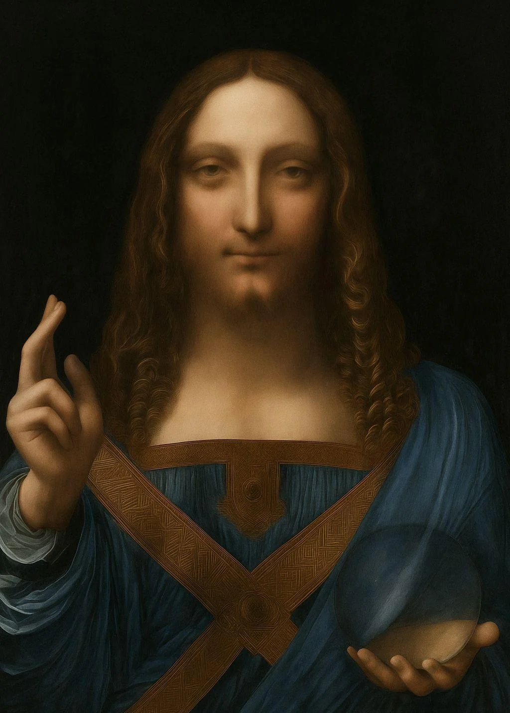 How ChatGPT restored Da Vinci's Salvator Mundi (the most expensive painting in the world) vs. how it was actually restored picture 1 of 3