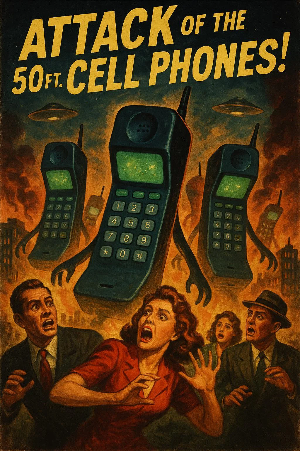 Prompt challenge: Make a movie poster for an imaginary sci fi 1940s era alien flick. The aliens are (insert idea here) picture 1 of 1