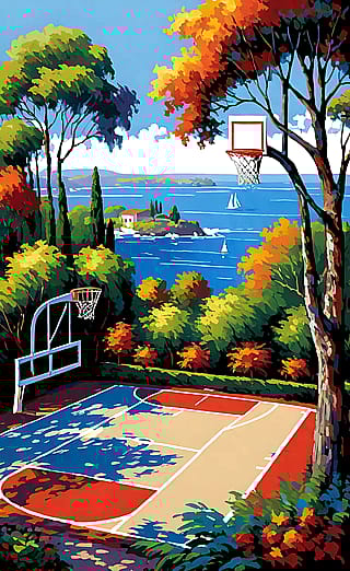Asked for a basketball court in the island surrounded by the ocean and nature. Got this :D'