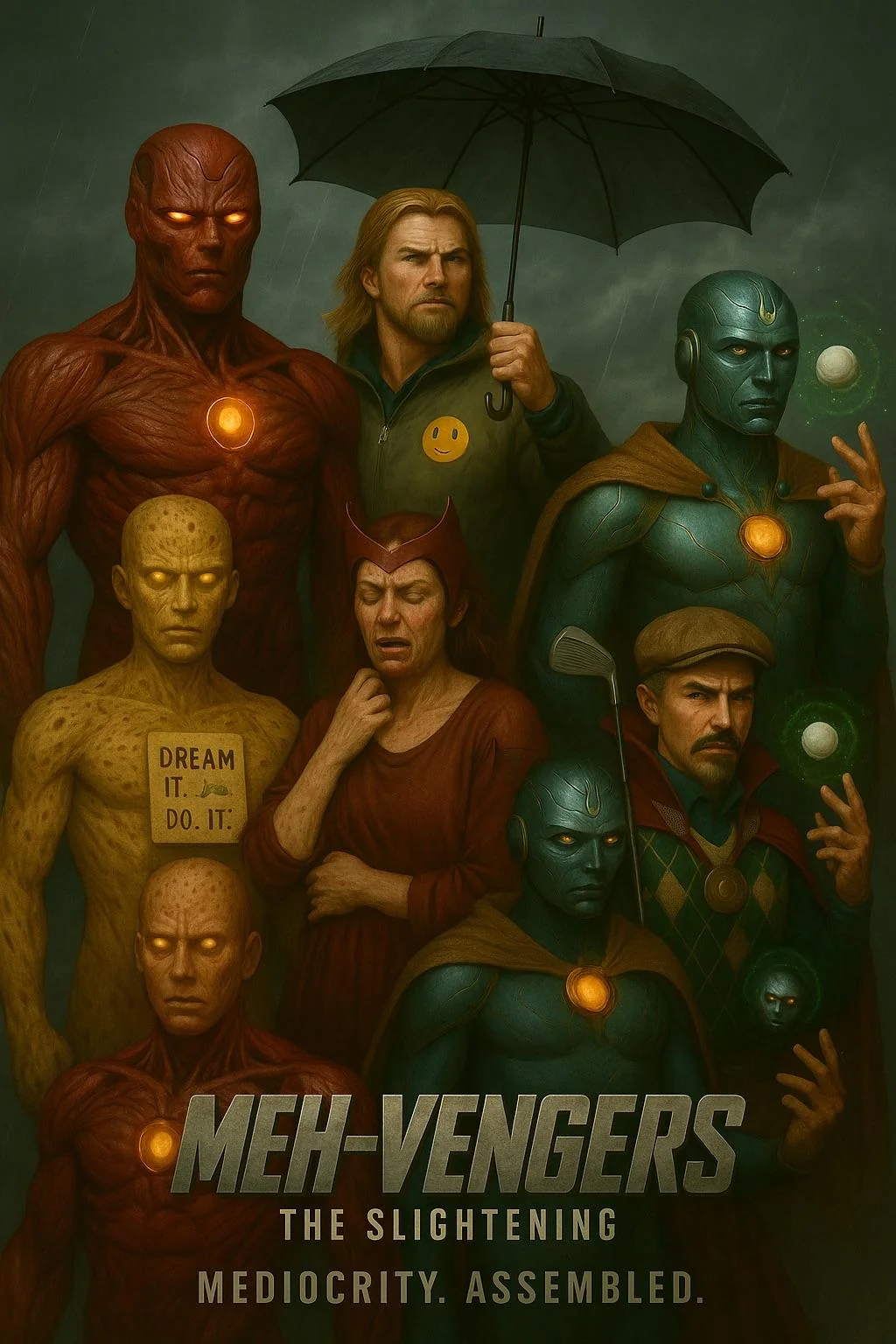 I asked ChatGPT to help me make the world’s most boring Superheroes, the “Meh-Vengers”. Titles, secret identities and powers below. picture 6 of 8