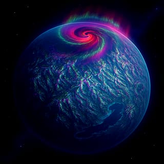 Design an exoplanet seen from space based on my personality'