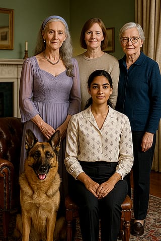 Professor Jemima Stackridge with her household.'