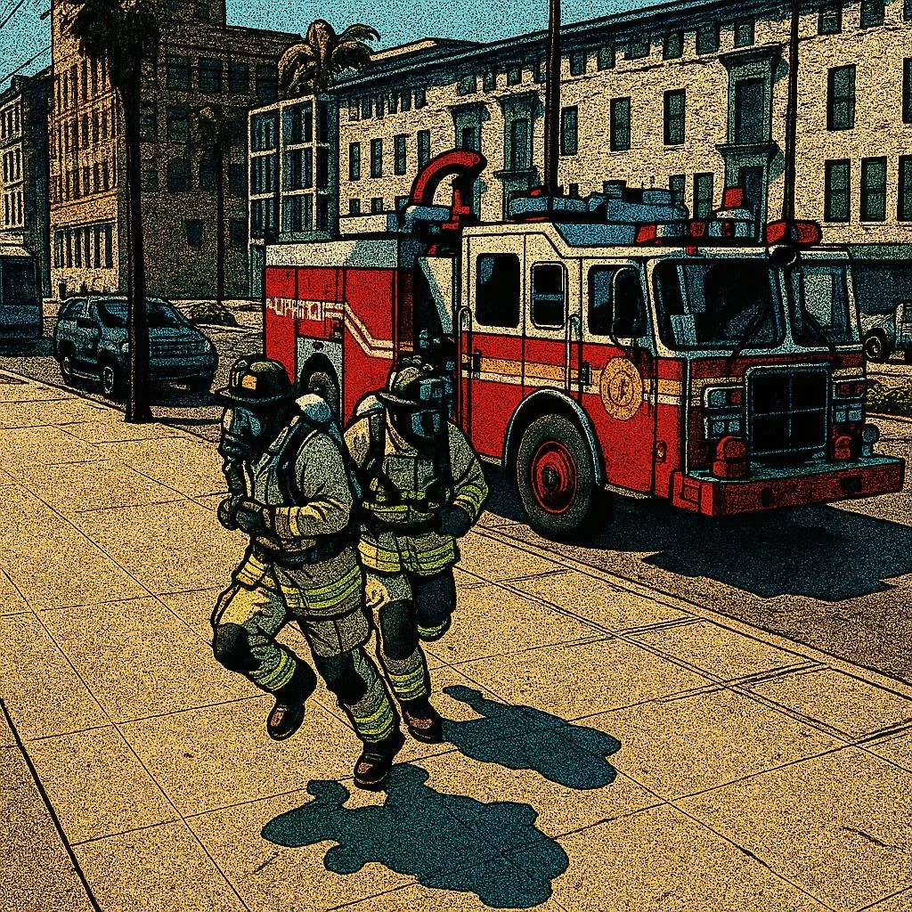 Comic-book style firefighters picture 1 of 2