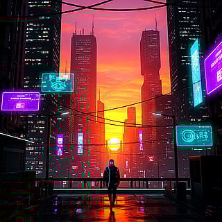 Cyberpunk sunset in the concrete jungle.'