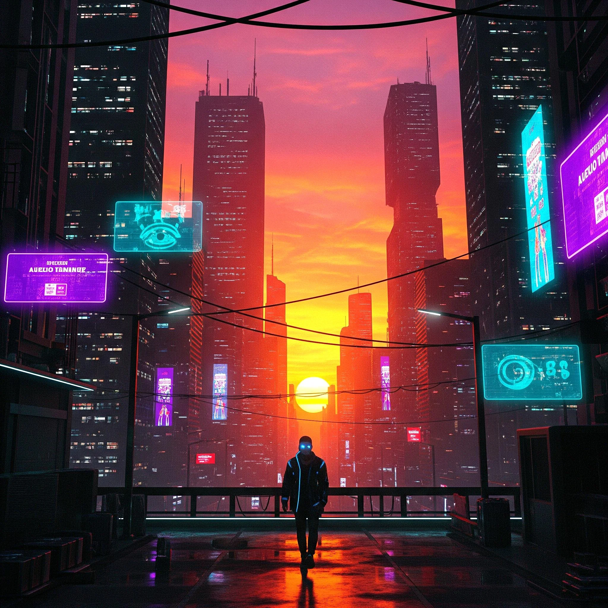 Cyberpunk sunset in the concrete jungle. picture 1 of 1