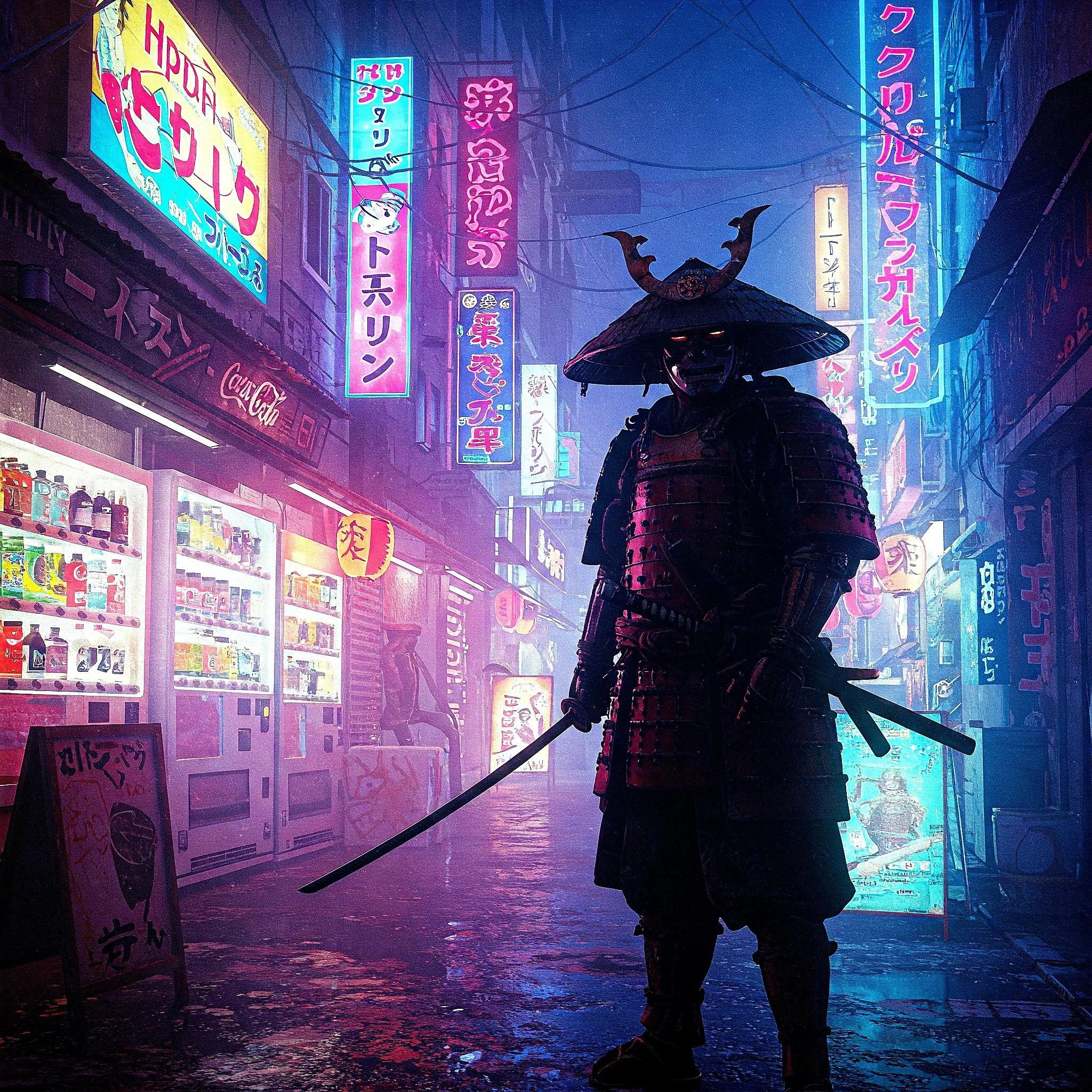 Cyberpunk Samurai In the suburbs of Tokyo. picture 4 of 4