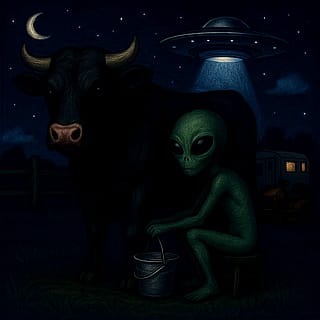 Alien just trying to do chores'