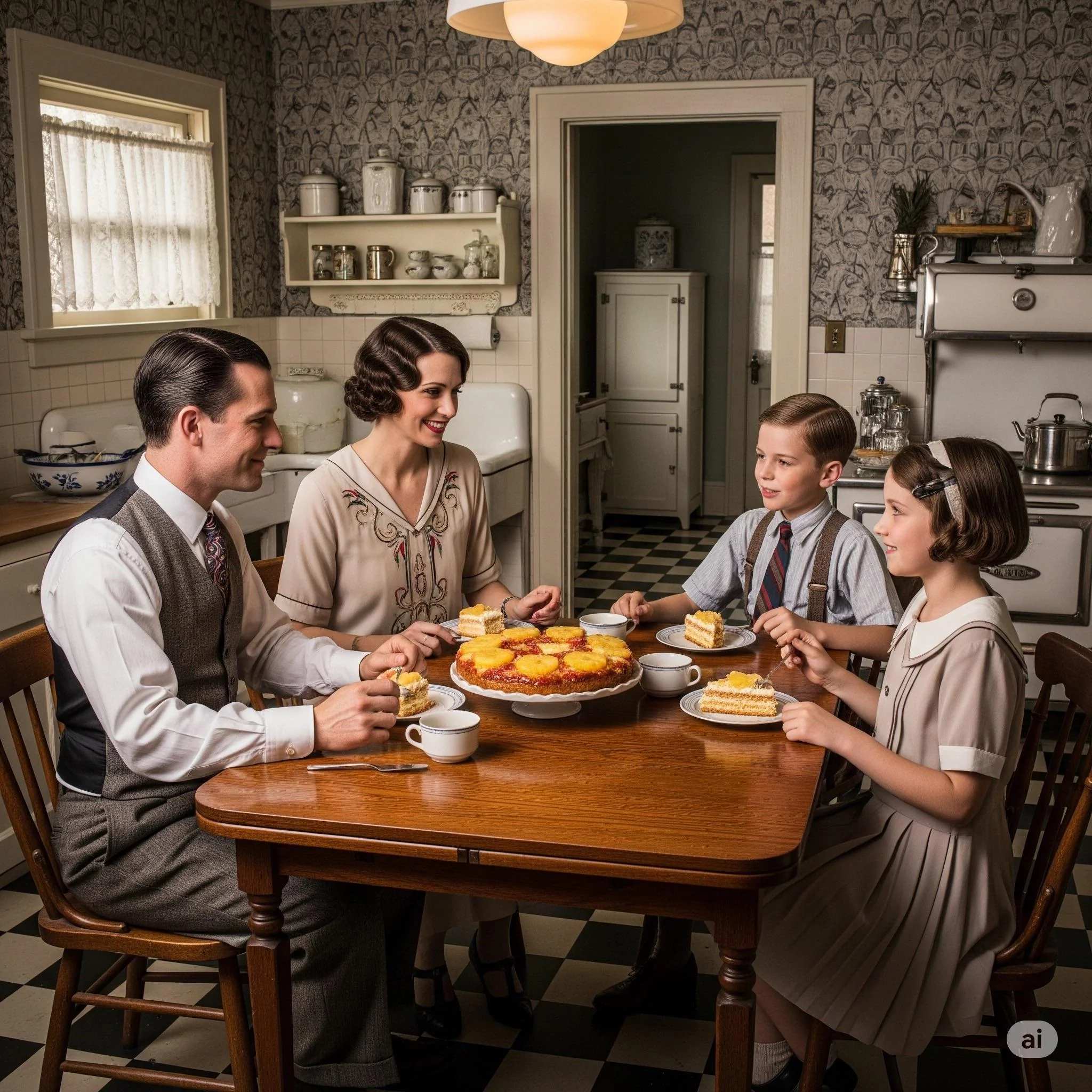 1900s-2020s Family Kitchen Scene picture 1 of 13